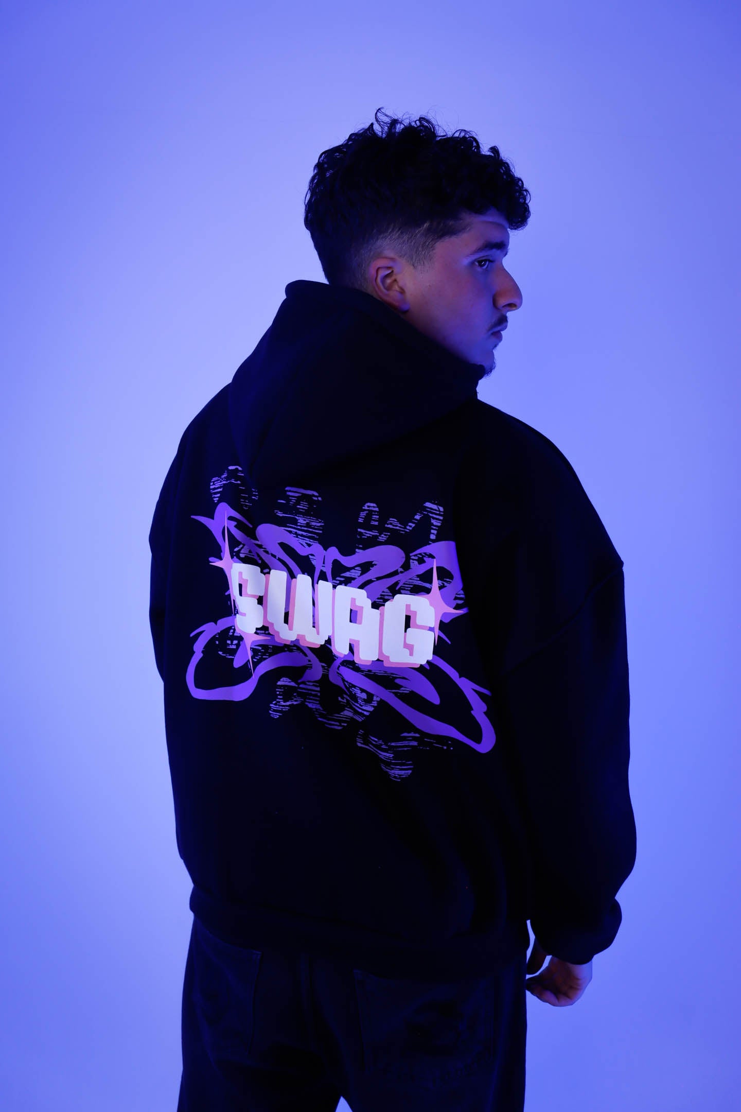 Galactic Swag Black Cotton Hoodie